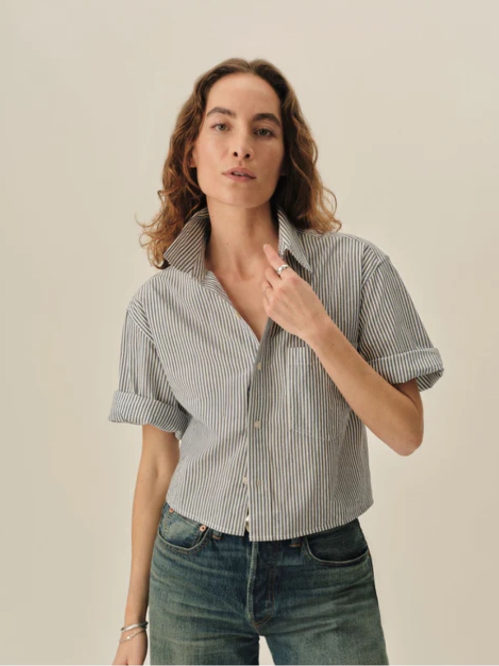 Buck Mason MAINSTAY COTTON CUT-OFF SHORT SLEEVE BUTTON DOWN Shirt size M